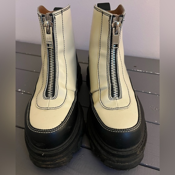 GANNI POLIDO Womens Leather Zip Ankle Boots - Picture 5 of 7